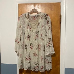 NWOT floral peasant blouse two pieces Daniel Rainn 3X
